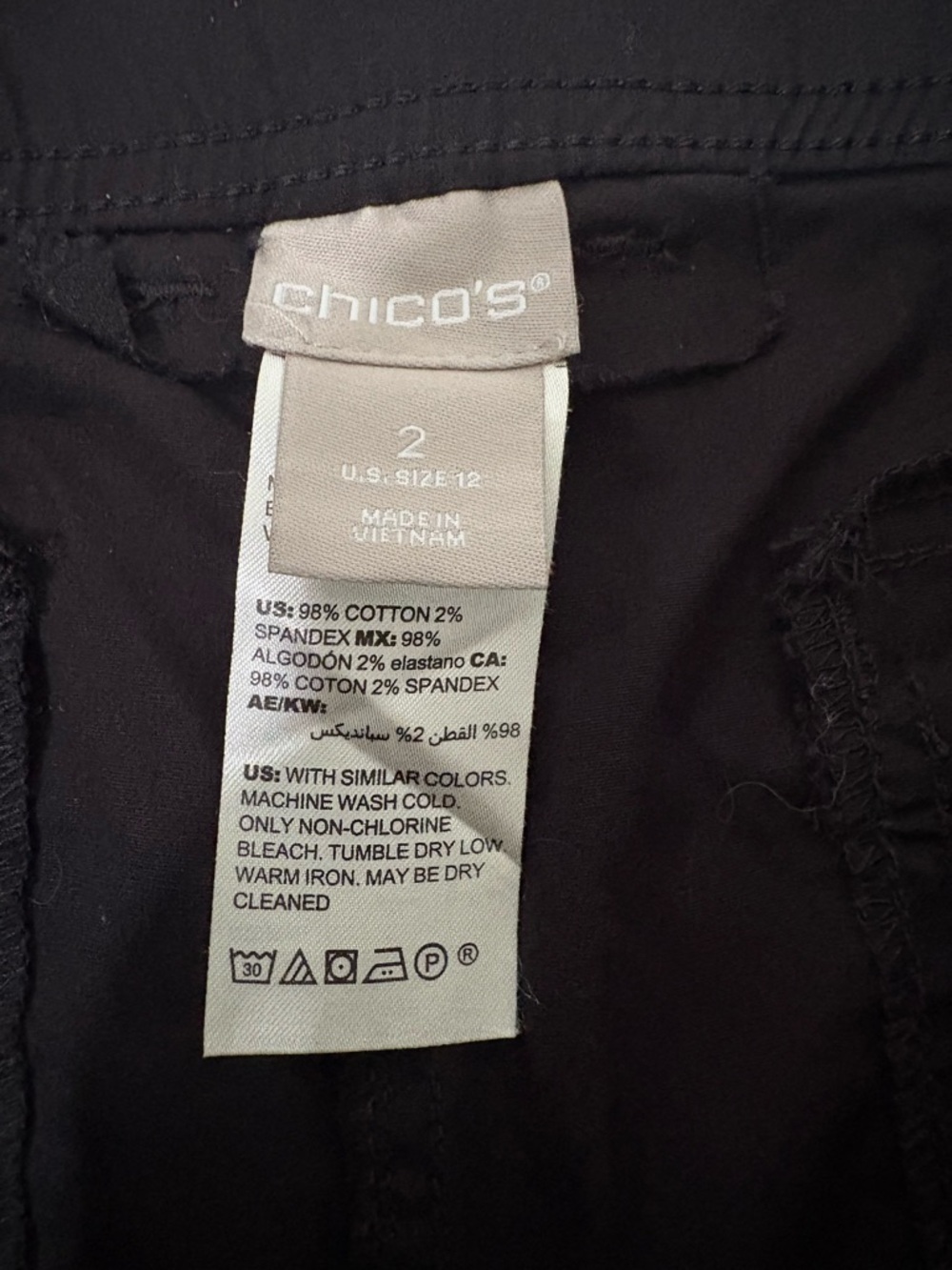 Chicos Black Stretch Casual Capri Pants - Picture 3 of 7